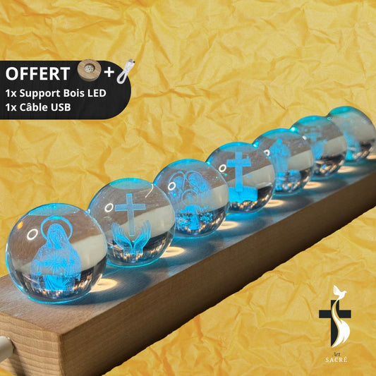 Set Complet Boule de Cristal avec Gravure Chrétienne
